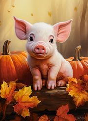 Puzzle 300 Cute Fall Piglet, 