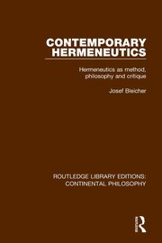 Contemporary Hermeneutics, Bleicher Josef