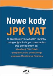 Nowe kody JPK VAT, -