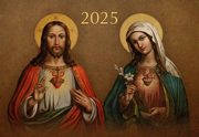 Kalendarz 2025 trjdzielny Serce Jezusa, Serce Maryi, 