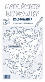 Mapa wiata Dinozaury Kolorowanka XL 2 sztuki, 