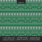 Christmas Pattern Scrapbook Paper Pad 8x8 Decorative Scrapbooking Kit for Cardmaking Gifts, DIY Crafts, Printmaking, Papercrafts, Green Knit Ugly Sweater Style, Crafty As Ever