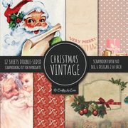Vintage Christmas Scrapbook Paper Pad 8x8 Scrapbooking Kit for Papercrafts, Cardmaking, DIY Crafts, Holiday Theme, Retro Design, Crafty As Ever
