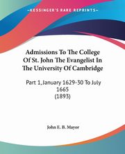 Admissions To The College Of St. John The Evangelist In The University Of Cambridge, 