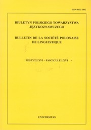 ksiazka tytu: Biuletyn Polskiego Towarzystwa Jzykoznawczego Tom 66 autor: 