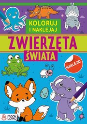 Zwierzta wiata Kolorowanki z naklejkami, 