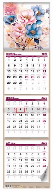 Kalendarz trzymiesiczny mini lux 2026, 
