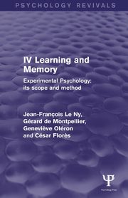 ksiazka tytu: Experimental Psychology Its Scope and Method autor: Le Ny Jean Franc?ois