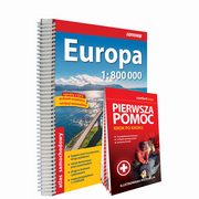 Europa Atlas samochodowy 1:800 000 + Pierwsza pomoc - krok po kroku - ilustrowana instrukcja, 