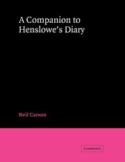 A Companion to Henslowe's Diary, Carson Neil
