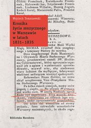 ksiazka tytu: Kronika ycia muzycznego w Warszawie w latach 1831-1835 autor: Tomaszewski Wojciech