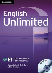 ksiazka tytu: English Unlimited Pre-intermediate Self-study Pack Workbook + DVD autor: Baigent Maggie, Cavey Chris, Robinson Nick