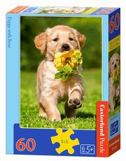 ksiazka tytu: Puzzle 60 Puppy with Rose autor: 