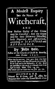 Modest Enquiry Into Nature of Witchcraft, Hale John