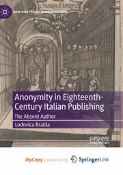 Anonymity in Eighteenth-Century Italian Publishing, Braida Lodovica