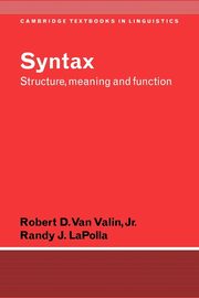 Syntax, Van Valin Robert D. Jr.