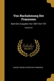 ksiazka tytu: Von Nachahmung Der Franzosen autor: Sauer August