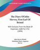 The Diary Of John Hervey, First Earl Of Bristol, Bristol John Hervey