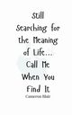 Still Searching for the Meaning of Life... Call Me When You Find It, Blair Cameron