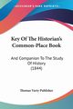 Key Of The Historian's Common-Place Book, Thomas Varty Publisher
