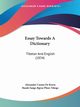 Essay Towards A Dictionary, Koros Alexander Csoma De