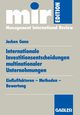 Internationale Investitionsentscheidungen multinationaler Unternehmungen, Gann Jochen
