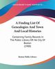 A Finding List Of Genealogies And Town And Local Histories, Boston Public Library