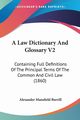 A Law Dictionary And Glossary V2, Burrill Alexander Mansfield