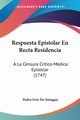 Respuesta Epistolar En Recta Residencia, De Siniagan Pedro Griz