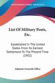 List Of Military Posts, Etc., Adjutant Generals Office