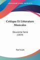 Critique Et Litterature Musicales, Scudo Paul