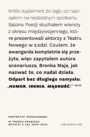 ksiazka tytu: W trzech zdaniach Notatki z lat 2018/2019 autor: Krzysztof Orzechowski
